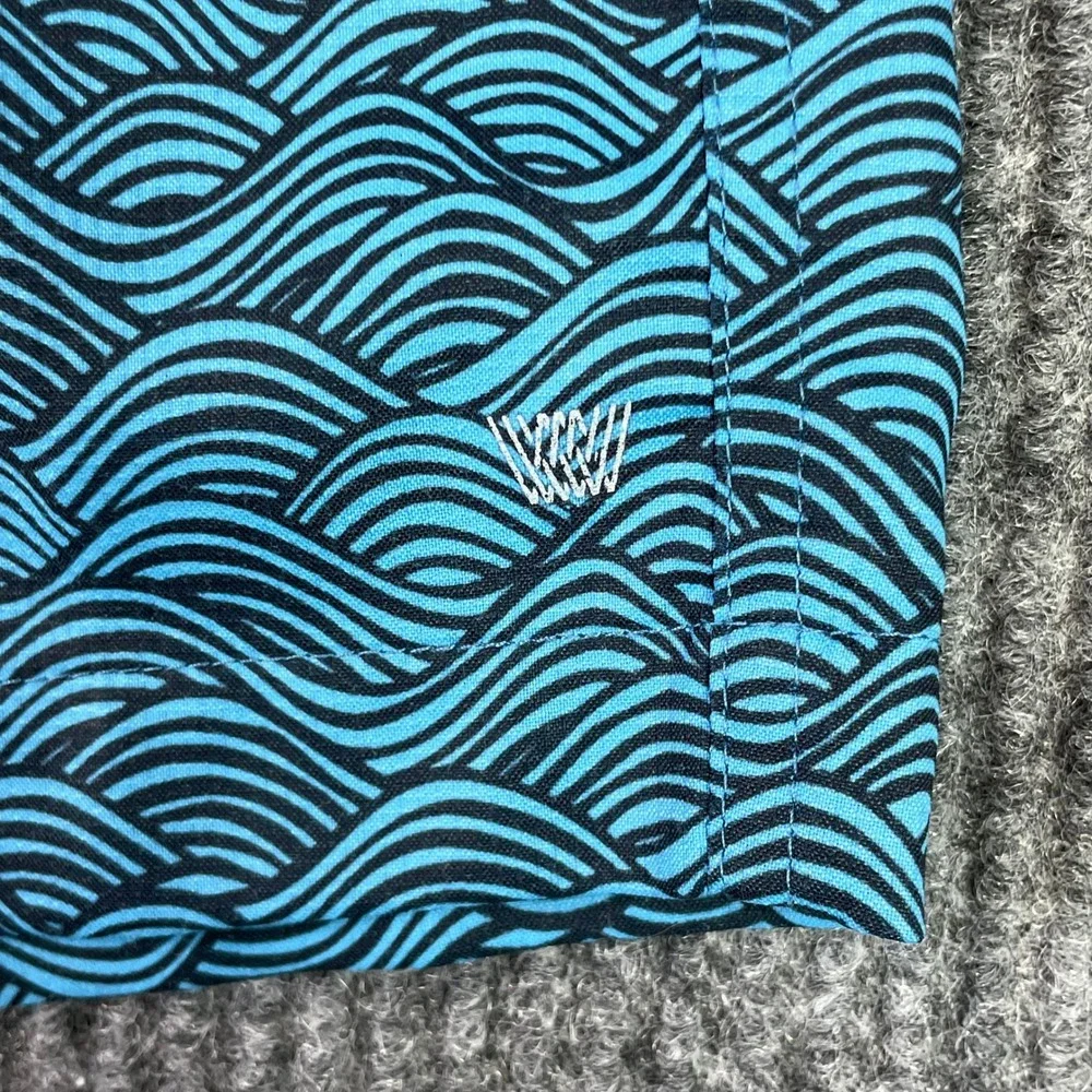 Mack Weldon Swim Trunks Mens Medium Blue Wave Print Board Shorts Lined 6